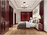 800平米新中式风格三室卧室装修效果图，背景墙创意设计图