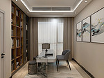 98平米现代简约风三室书房装修效果图，书柜创意设计图