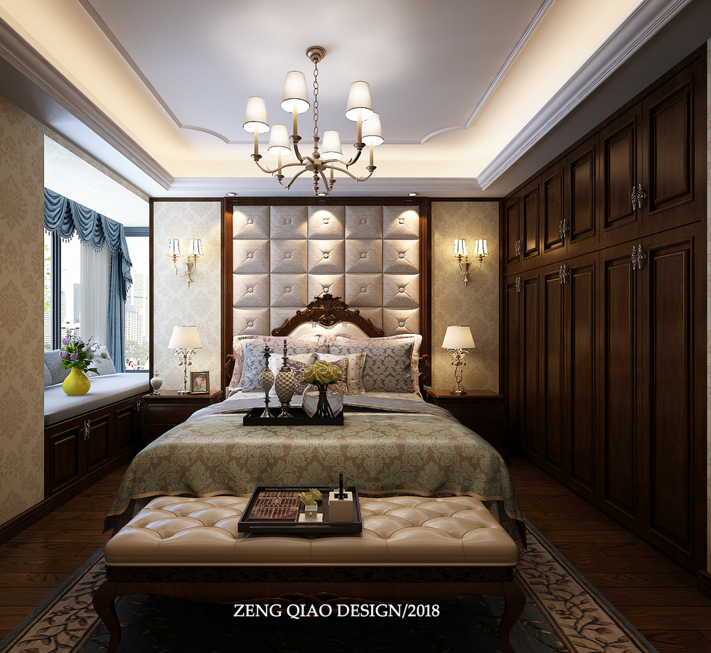 260平米欧式风格复式卧室装修效果图，吊顶创意设计图