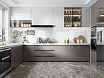 83平米现代简约风三室厨房装修效果图，橱柜创意设计图
