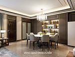 210平米新中式风格四室餐厅装修效果图，酒柜创意设计图