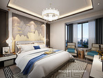800平米新中式风格四室卧室装修效果图，吊顶创意设计图