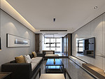 97平米现代简约风三室客厅装修效果图，背景墙创意设计图