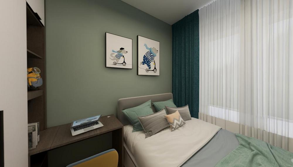 97平米轻奢风格四室卧室装修效果图，照片墙创意设计图