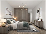 110平米新中式风格三室卧室装修效果图，衣柜创意设计图