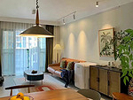 82平米北欧风格三室客厅装修效果图，背景墙创意设计图