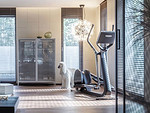 139平米新中式风格三室健身房装修效果图，门窗创意设计图