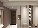 83平米轻奢风格二室玄关装修效果图，酒柜创意设计图