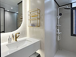 55平米现代简约风三室卫生间装修效果图，盥洗区创意设计图