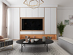 140平米现代简约风三室客厅装修效果图，软装创意设计图