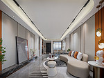 100平米现代简约风三室客厅装修效果图，飘窗创意设计图