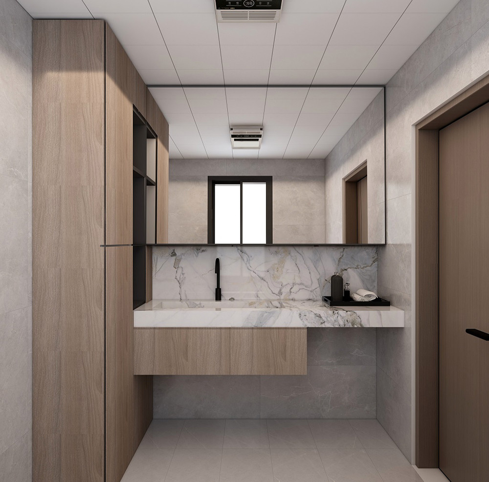 138平米新中式风格三室厨房装修效果图，置物柜创意设计图