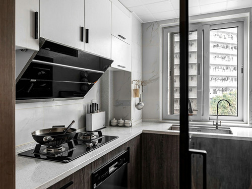 132平米新中式风格三室厨房装修效果图,橱柜创意设计图