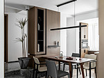 111平米新中式风格三室餐厅装修效果图，橱柜创意设计图