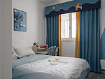 107平米现代简约风三室儿童房装修效果图，窗帘创意设计图