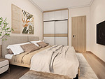 88平米轻奢风格三室次卧装修效果图，软装创意设计图