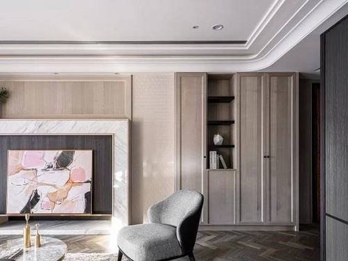 260平米美式风格四室客厅装修效果图,电视墙创意设计图