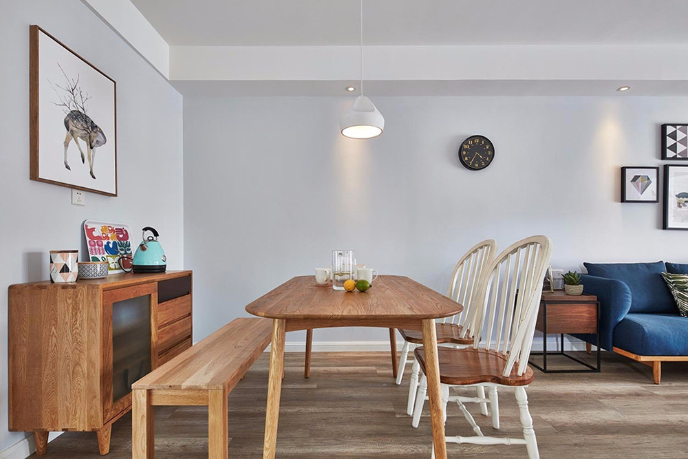 111平米北欧风格三室餐厅装修效果图，餐桌创意设计图