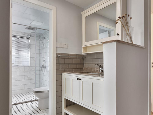 111平米北欧风格三室卫生间装修效果图,盥洗区创意设计图