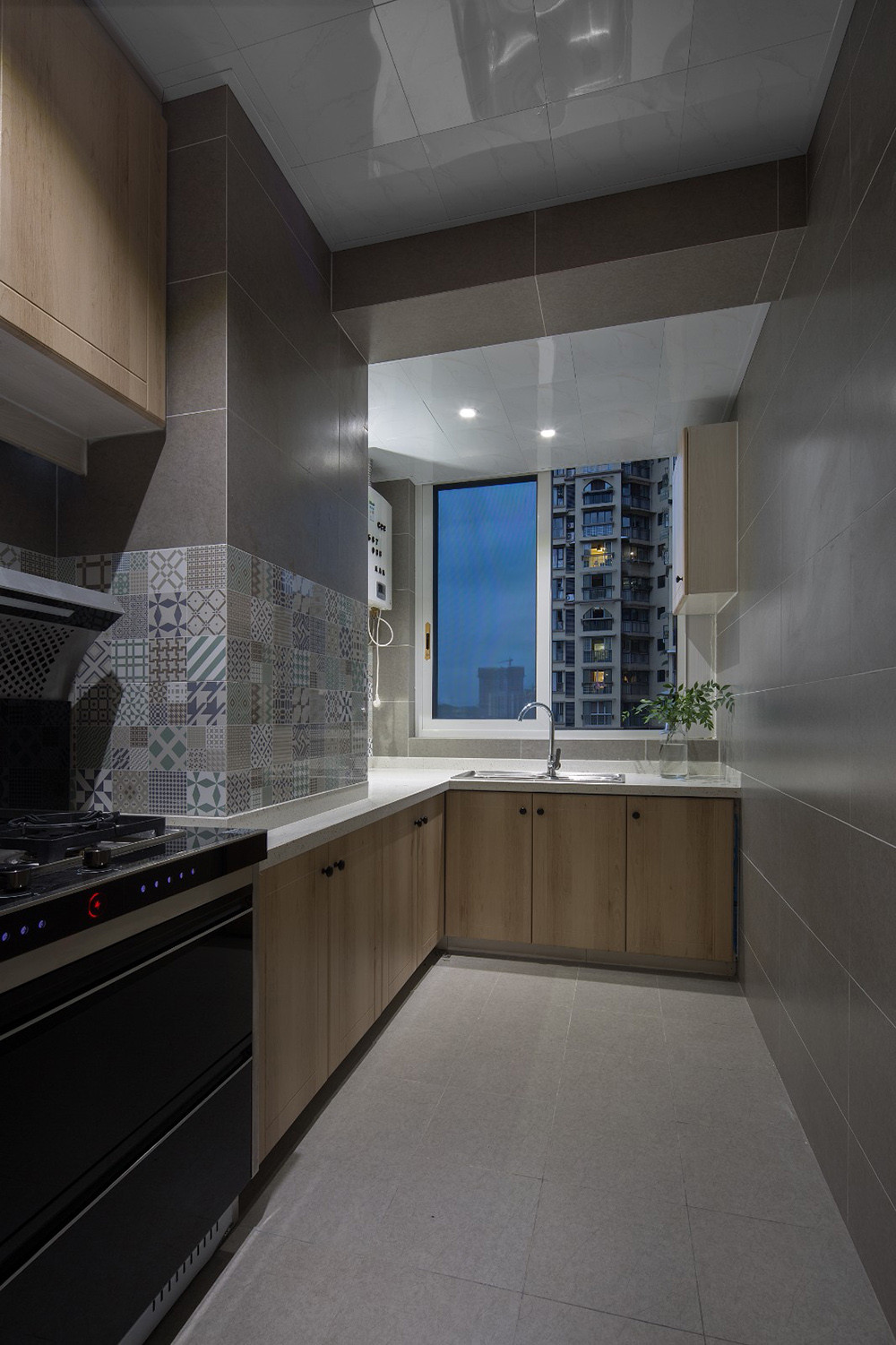 87平米北欧风格二室厨房装修效果图，橱柜创意设计图