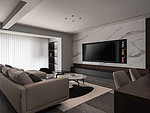 90平米轻奢风格三室客厅装修效果图，电视墙创意设计图