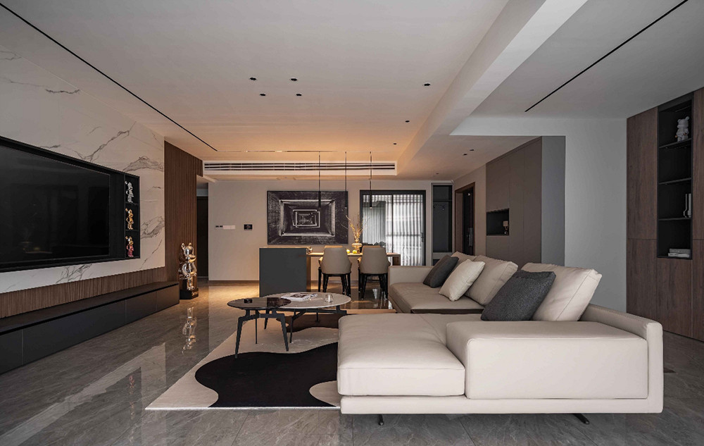 90平米轻奢风格三室客厅装修效果图,沙发创意设计图