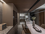 79平米轻奢风格三室餐厅装修效果图，餐桌创意设计图