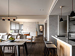 128平米现代简约风四室客餐厅装修效果图，吧台创意设计图