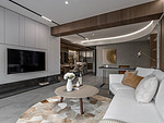156平米轻奢风格三室客厅装修效果图，地板创意设计图