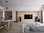 69平米日式风格三室客厅装修效果图，电视墙创意设计图