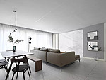 98平米现代简约风三室客餐厅装修效果图，沙发创意设计图
