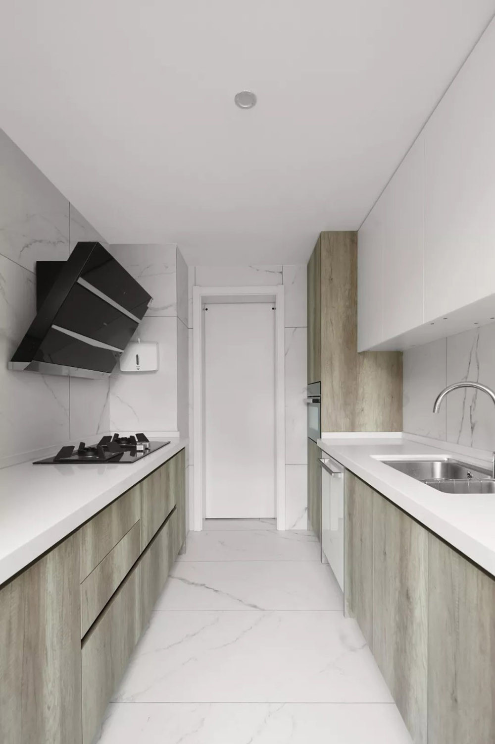 128平米现代简约风三室厨房装修效果图，橱柜创意设计图