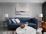 68平米轻奢风格三室客厅装修效果图，沙发创意设计图