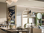 136平米轻奢风格三室餐厅装修效果图，餐桌创意设计图