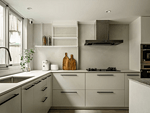 158平米现代简约风二室厨房装修效果图，橱柜创意设计图