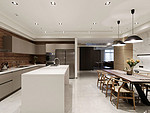 128平米现代简约风三室餐厅装修效果图，地板创意设计图