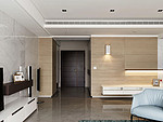 143平米现代简约风三室客厅装修效果图，地板创意设计图