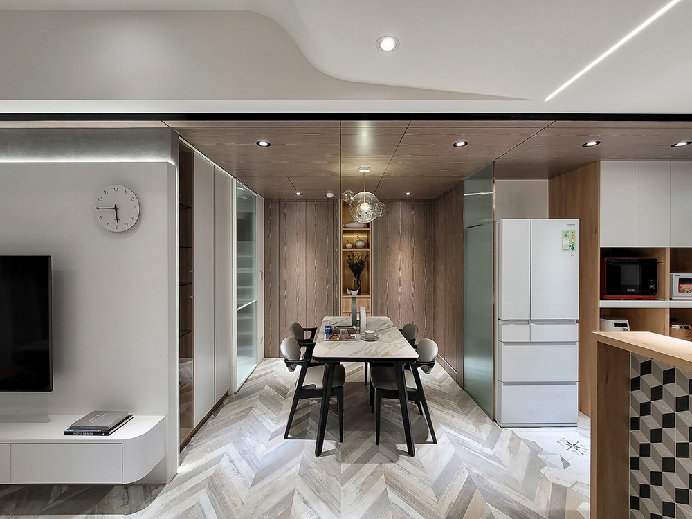 91平米北欧风格二室餐厅装修效果图，餐桌创意设计图