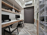 97平米北欧风格二室书房装修效果图，书柜创意设计图