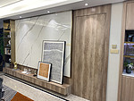 90平米现代简约风三室客厅装修效果图，吊顶创意设计图