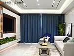 132平米现代简约风四室客厅装修效果图，窗帘创意设计图