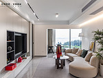 125平米现代简约风三室客厅装修效果图，电视墙创意设计图
