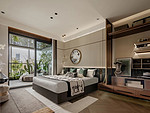 118平米轻奢风格三室卧室装修效果图，软装创意设计图
