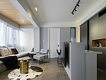 90平米现代简约风三室客厅装修效果图，墙面创意设计图