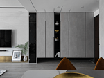 110平米现代简约风三室客厅装修效果图，墙面创意设计图