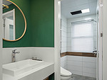 77平米现代简约风三室卫生间装修效果图，墙面创意设计图