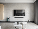 90平米现代简约风三室客厅装修效果图，电视墙创意设计图