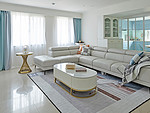 105平米美式风格三室客厅装修效果图，沙发创意设计图