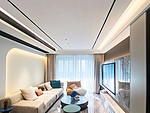 148平米现代简约风三室客厅装修效果图，墙面创意设计图