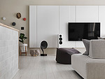 107平米现代简约风三室客厅装修效果图，电视墙创意设计图